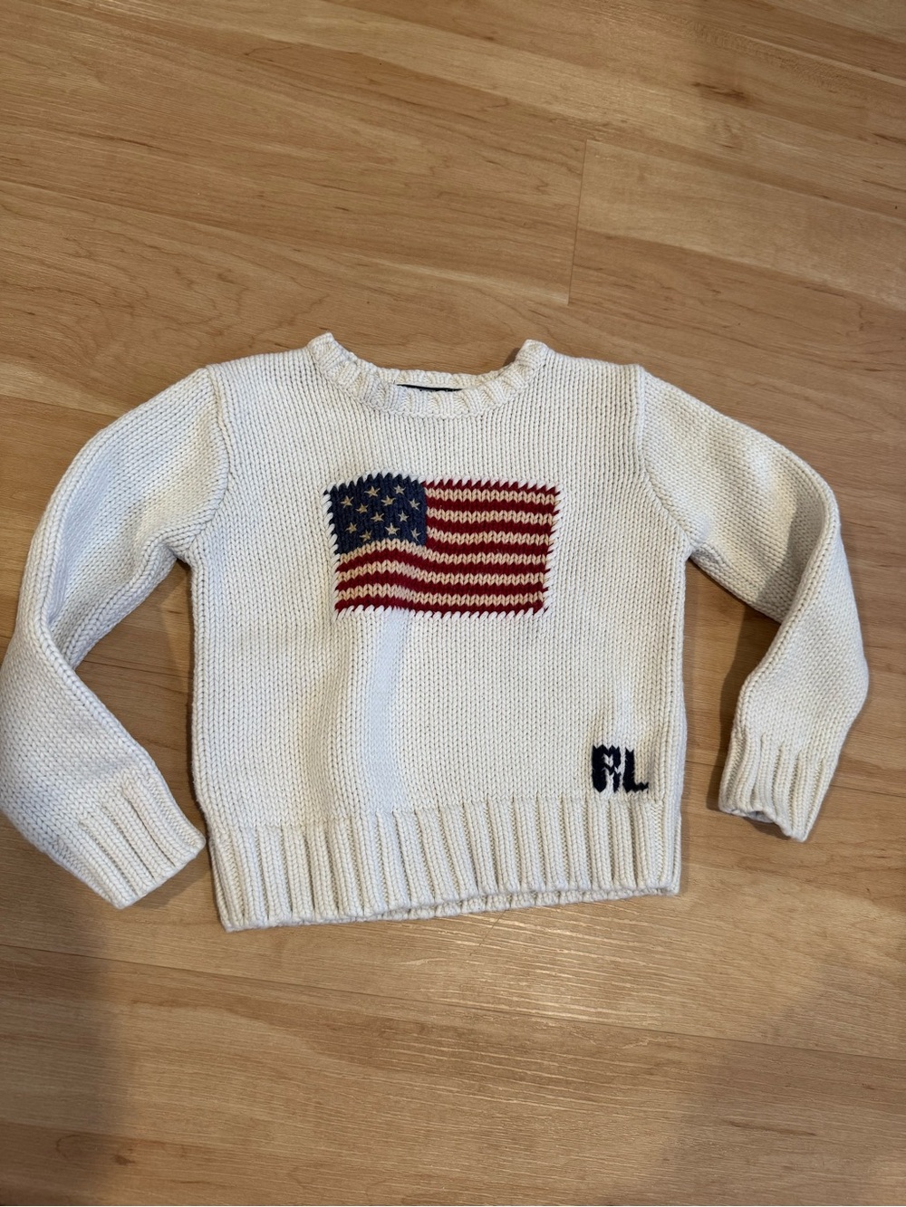 Polo Ralph Lauren 100% Cotton White Flag Americana Sweater Toddler 3T